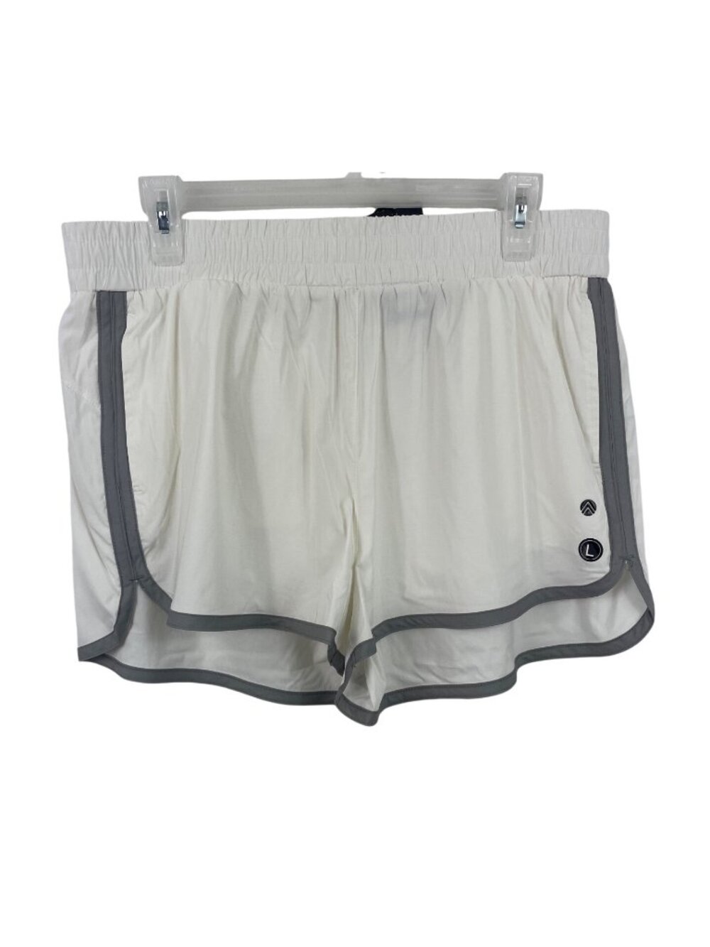 Traj3ctory Lightweight White Shorts With Gray Trim Elastic Waistband Womens L